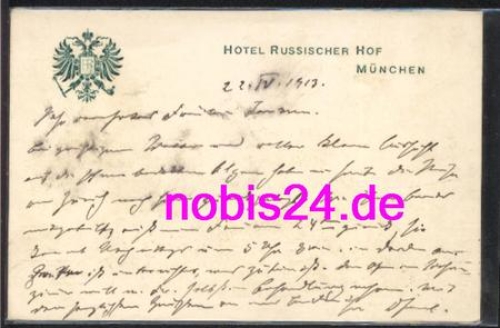 Munich hotel Russian Court o April 22, 1913