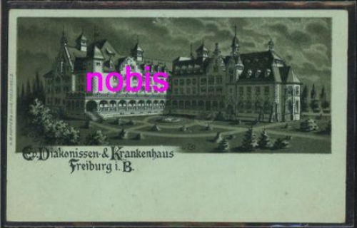 Freiburg Breisgau Mondschein Litho Krankenhaus  *ca.1910