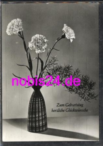 Carnations in a vase birthday card *ca. 1977