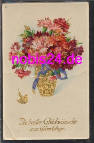 Carnations flowers in birthday vase o circa 1950