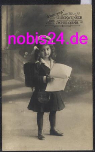 First school year greeting card girl *ca.1920