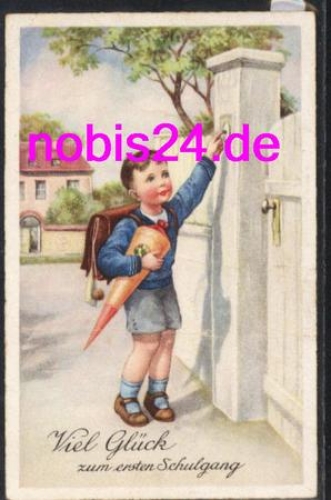 First school year greeting card Zuckertüte *ca.1930