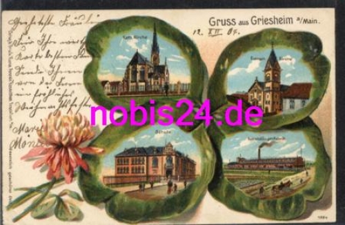 Griesheim Frankfurt Main Kleeblattlitho o 12.7.1904