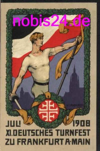 Frankfurt-Main XI. German gymnastics festival private postal stationery o 20.7.1908