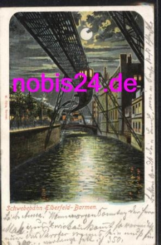 Elberfeld Barmen suspension railway moonlight map o 13.3.1904