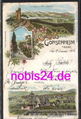 Gonsenheim Mainz Litho o 19.7.1904