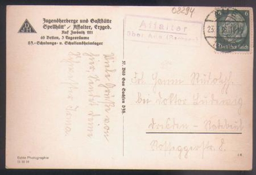 08294 Affalter Jugendherberge Landpoststempel o 23.3.1936