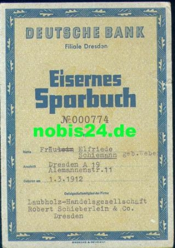 Dresden Iron Savings Book from 1942