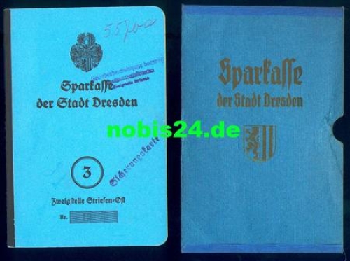 Dresden Sparkasse Striesen Ost savings book from 1940