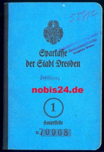 Dresden Sparkasse Hauptstelle 1 Sparbuch ab 1941