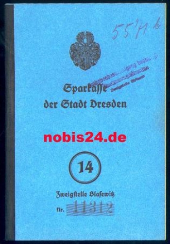 Dresden Sparkasse Blasewitz 14 savings book from 1944