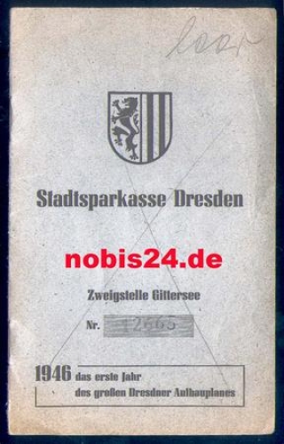 Gittersee Dresden Sparkasse savings book 1946
