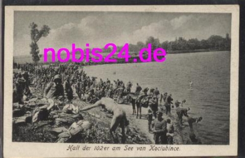 Kociubince Poland men bathing naked *ca.1915