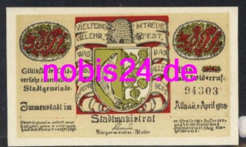 87509 Immenstadt emergency money 50 pfennigs around 1920