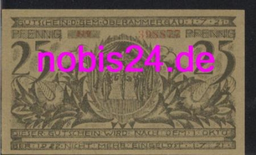 82487 Oberammergau emergency money 25 pfennigs around 1921