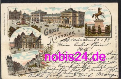 Hanover litho Railway station o January 24, 1899