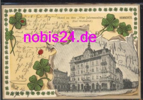 Hanover Hotel "four seasons" embossed clover leaf card o 13.3.1905