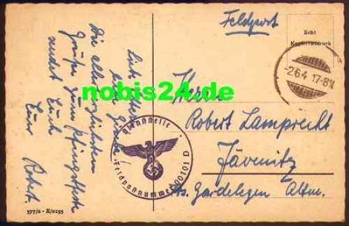 Field Post No. 00101 D on AK with mute stamp 2.6.4
