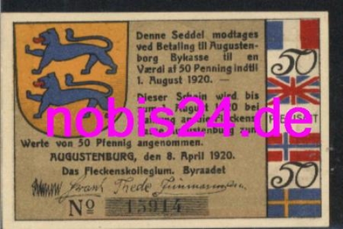 24860 Augustenburg Emergency money 50 plebiscite around 1920