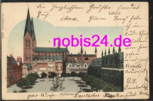 Lubeck Marktplatz mit Kirche o 17 2.1906
