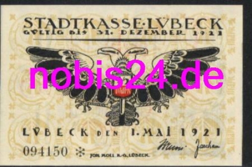 Luebeck emergency money eagle 50 pfennigs around 1920