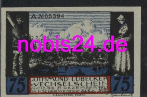 Luebeck emergency money Trinkel box 75 pfennigs around 1920