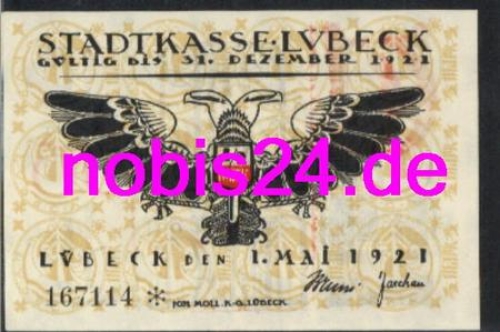 Lubeck emergency money eagle 50 pfennigs around 1920