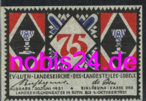 Lubeck emergency money 75 pfennigs around 1920