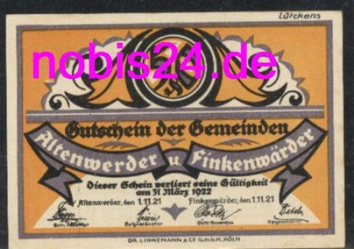 21129 Altenwerder my own emergency money 50 pfennigs around 1920