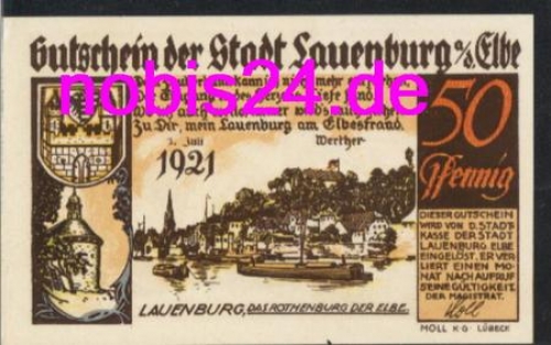 21481 Lauenburg  Notgeld 50 Pfennige 1921