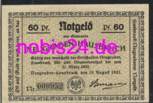 Neugraben Hamburg Hausbruch emergency money 60 pfennigs around 1921