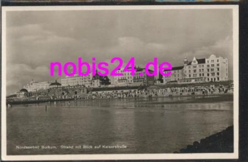 26757 Borkum Strand mit Kaiserstrasse  *ca.1950