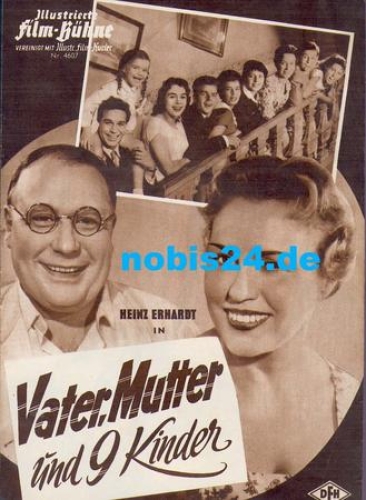 Father, mother and 9 children with Heinz Erhardt Camilla Spira Monika Ahrens Illustrated film stage No. 4607