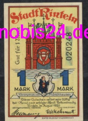 31737 Stadt Rinteln  Notgeld 1 Mark 1920