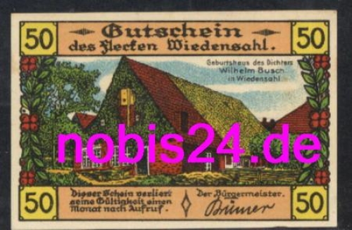 31719 Wiedensahl emergency money 50 pfennigs around 1920