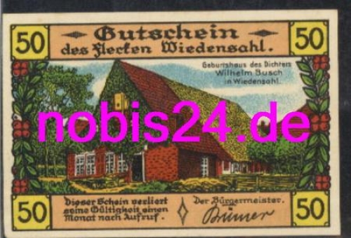 31719 Wiedensahl emergency money 50 pfennigs around 1920