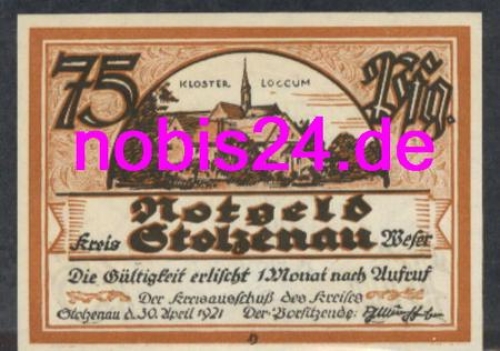 31592 Stolzenau  Notgeld 75 Pfennige 1921