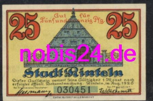 31737  Rinteln  Notgeld 25 Pfennige 1920