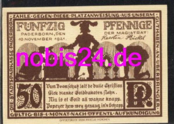 Paderborn emergency money 50 pfennigs 1921