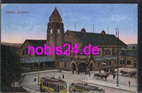 Giessen station tram * around 1920