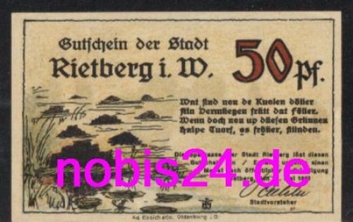 33397 Rietberg emergency money 50 pfennigs 1921