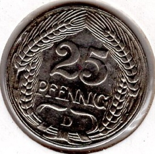 25 Pfennig 1909 D German Empire