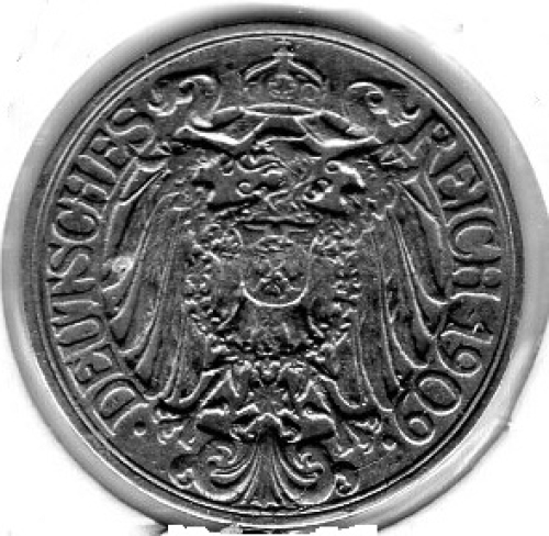 25 Pfennig 1909 F German Empire