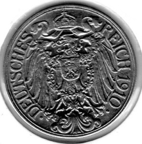 25 Pfennig 1910 J German Empire 