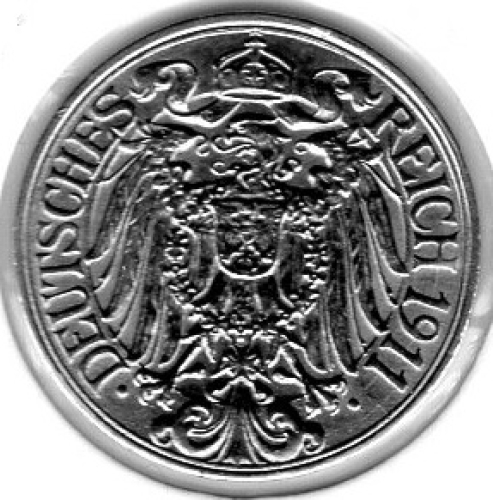 25 Pfennig 1911 J German Empire