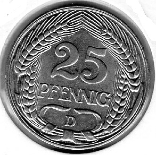 25 Pfennig 1912 D German Empire