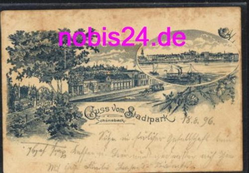 Schönebeck Litho Stadtparkansichten o 1896