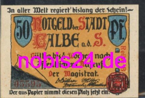 39240 Calbe Notgeld 50 Pfennige um 1921