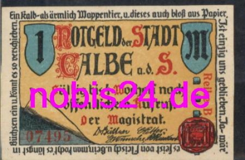 39240 Calbe emergency money 1 mark around 1917