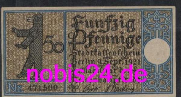 Tempelhof Berlin emergency money district 13 50 pfennigs around 1921